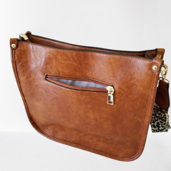 NEW! Brown Faux Leather Shoulder/Crossbody Bag w/Detachable Strap - Picture 7 of 8